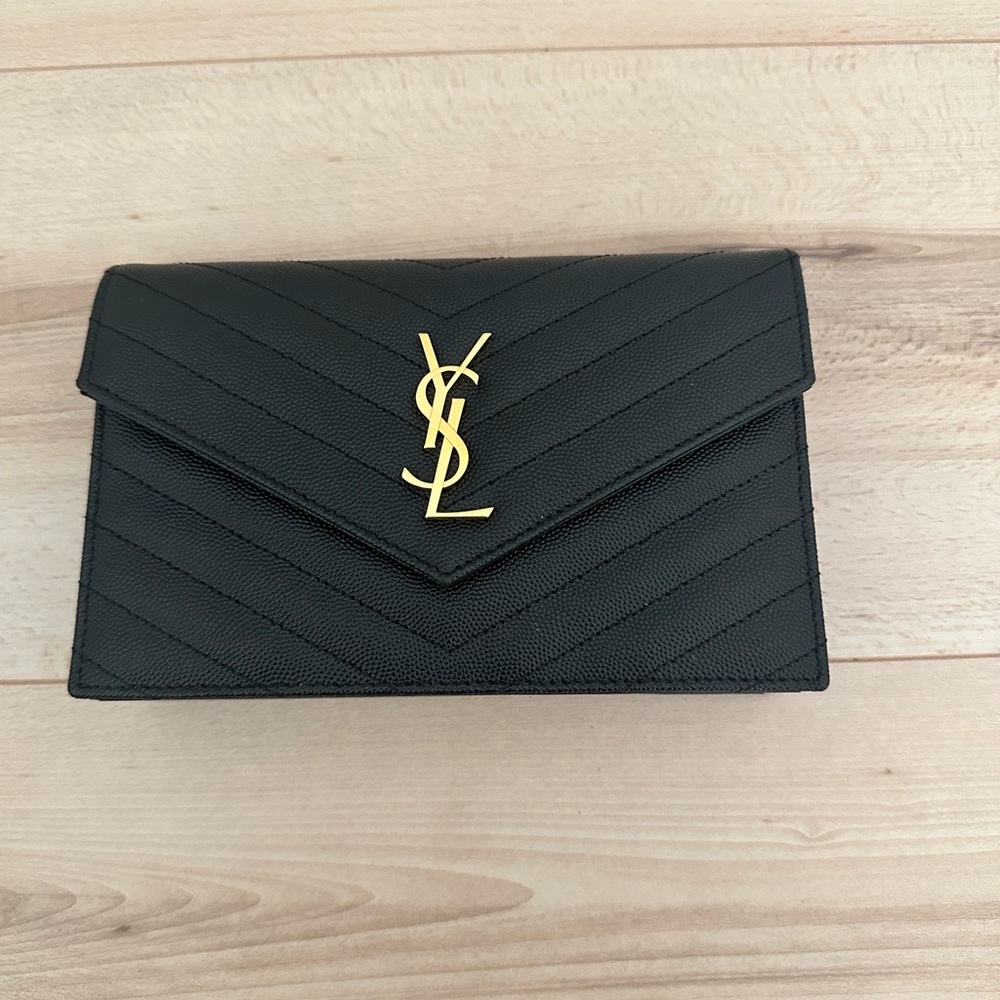 Yves Saint Laurent Black Leather Envelope Bag